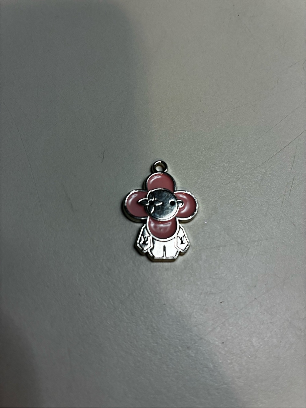 Louis Vuitton stamped Pink and Silver Flower Charm Pendant - Picture 2 of 4